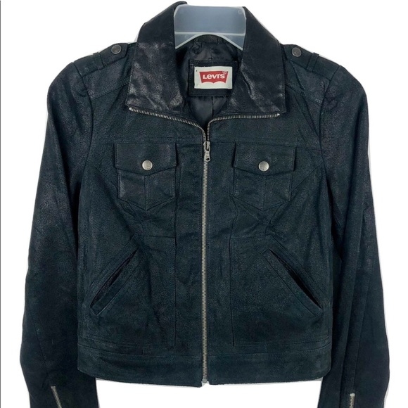 Levi's Jackets & Blazers - Levis Leather Biker Jacket Black Motorcycle Small